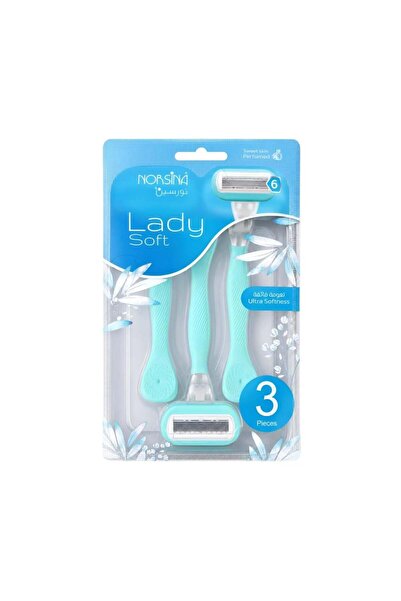 Norsina Nursina Amoas Women's Razor 3 Pieces Lady Soft 6 Blades Turquoise