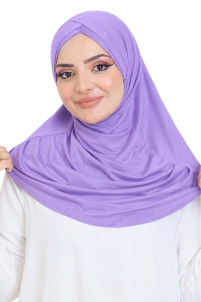 Modish Group Women's One-Piece Ready-To-Wear Turban Crossed Self-Tied Viscose Headscarf Lilac