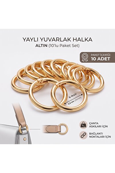 SEM AKSESUAR حلقة دائرية زنبركية مقاس 2.5 سم - حلقة توصيل وملحقات للحقائب (10...