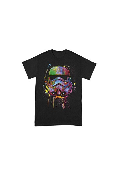 Pcmerch Μπλουζάκι με σχέδιο κράνους με πιτσιλιές μπογιάς Star Wars, Μαύρο Βαμ...