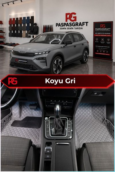 PASPASGRAFT Skoda Elroq Araca Özel 8D Deri Tam Kaplama Su Geçirmez Havuzlu Ot...