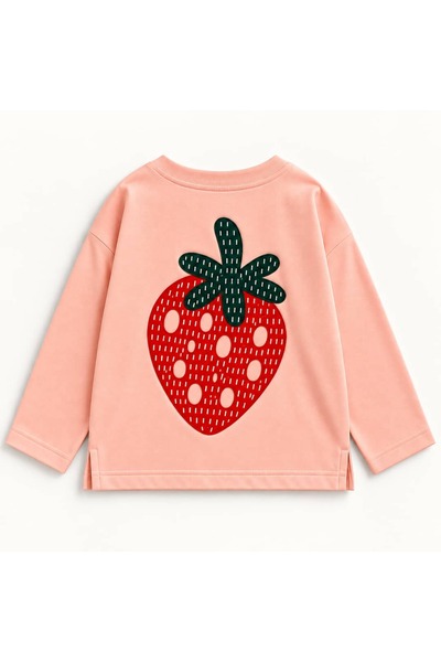 OZZY KİDS Girl's Strawberry Embroidered Long Sleeve T-Shirt