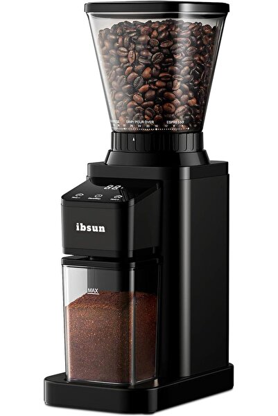 ibsun مطحنة قهوة مخروطية الشكل، 48 إعدادًا، V60