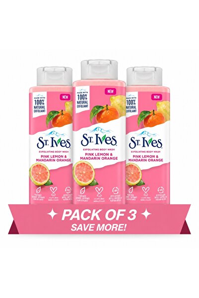 St. Ives Pink Lemon and Mandarin Exfoliating Body Wash, 3 x 650ml