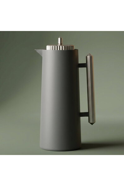 Glory Lean Thermos, 1 liter, glass inner container, press, matte nickel handl...
