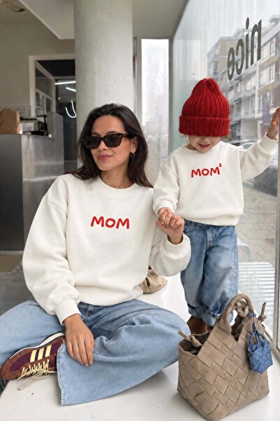 Monila Kadın Premium Kumaş 3 İplik Şardonlu Anne Baskılı Sweatshirt