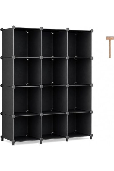 DHB tech 12-Cube Storage Organizer Shelves, DIY Modular Plastic Closet Cabine...
