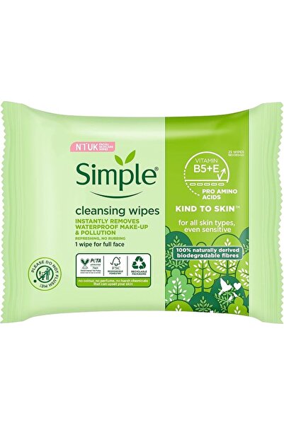 Simple Biodegradable Cleansing Face Wipes, Pack of 25