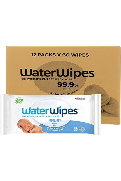 WaterWipes مناديل أطفال أصلية خالية من البلاستيك، 720 منديل مبلل (12 عبوة) قد...