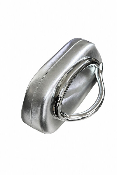 GNC DESİGN Gümüş Metal Aksesuarlı Suni Deri Kadın Clutch Çanta, Düğün Davet ve Gece Çantası