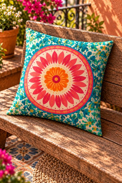 SasoHome Bloomora | Renkli Çiçek ve Modern Botanik Desenli 4’lü Dekoratif Kırlent Kılıfı Seti