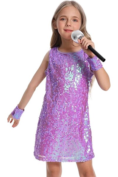 GENERAL SEAUR Girls Sparkly Sequin Dress Sleeveless Holiday Prom Concert Part...