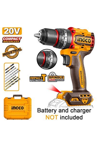 Ingco Κρουστικό Δράπανο Συμπαγές Μπαταρίας 20V Li-Ion 76Nm SOLO (CIDLI207686E-S)