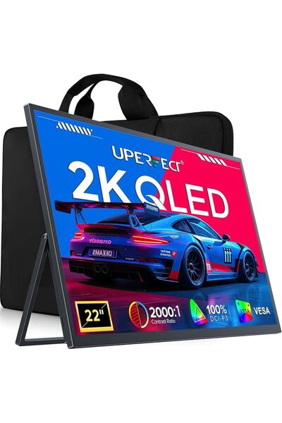 UPERFECT شاشة محمولة 22 بوصة بدقة 2K مع دعم VESA وقابلية الدوران 180 درجة ° ح...