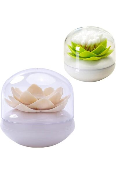 Arabest 2 Pcs Lotus Cotton Swab and Toothpick Holder,Creative Desktop Organiz...