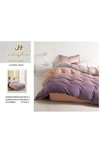 elegant home pucioasa Σετ Παπλωματοθήκης από Βαμβακερό Σατέν Πολυτελείας 4 Τε...