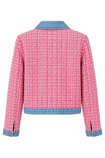 elifteke Denim Detaylı Tüvit Ceket Pembe