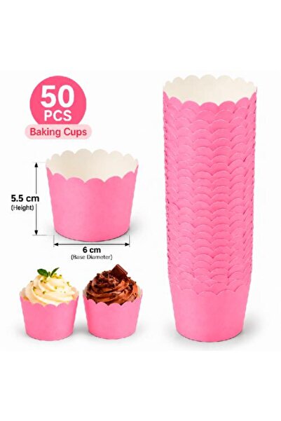 Warehouse Pink paper dessert molds with wavy edges – 50 pieces