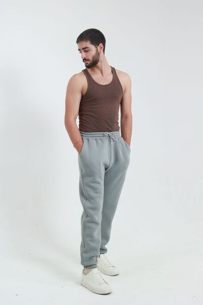 Quanlex Men's 3 Thread Threaded Jogger Pants with Elastic Cuffs, Lace-Up Wais...