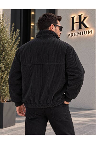 HK Premium Tekstil Erkek Fitilli Kadife Mont Astarsız Oversize Dik Yaka Çıtçı...