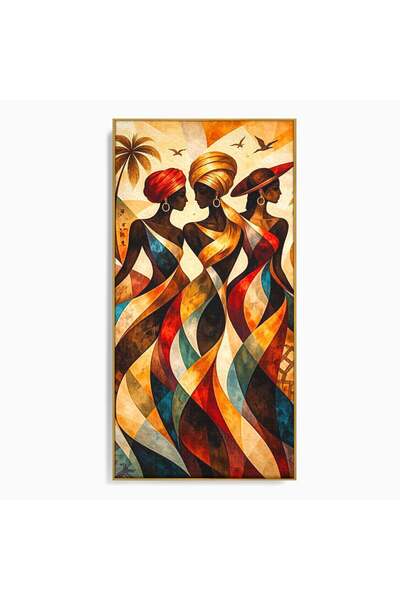 Luxcanva Tablou Canvas Femei Africane Elegante 60x120 cm cu Rama Auriu Femei ...