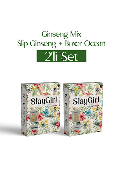 Aromatik Kadın İç Çamaşırı 2'li Set – Ginseng Slip Külot + Ocean Boxer Külot