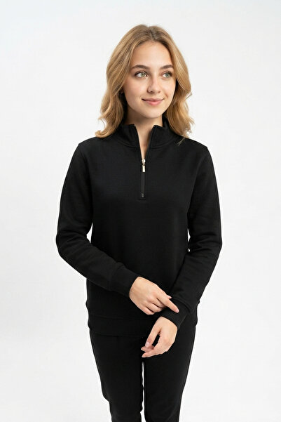 Şeker Portakalım Women's Half-Zip Casual Comfortable Cut Sweatshirt