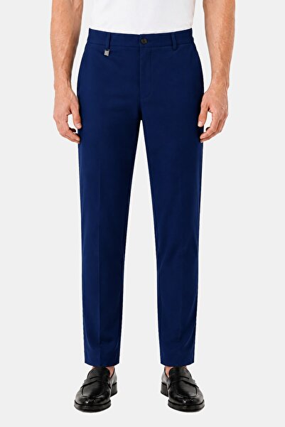 Sabri Özel Koyu Lacivert Pamuklu Regular Fit Normal Bel Chino Pantolon