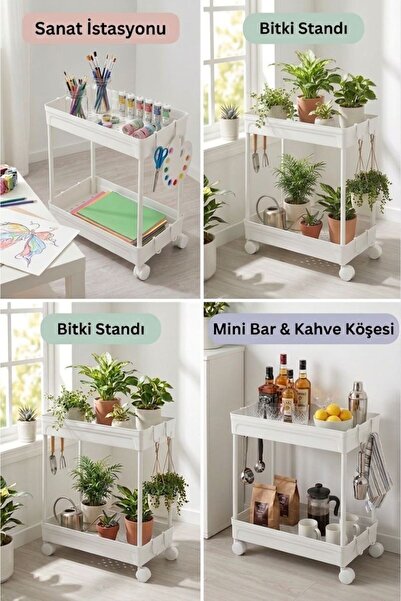 Pamit Toys PAMİT HOME XL Rafata Çok Amaçlı Tekerli Geniş 2 Katlı Banyo Düzenl...