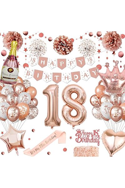 GENERAL 18th Rose Gold Birthday Decorations,18th Birthday Decoration for Wome...