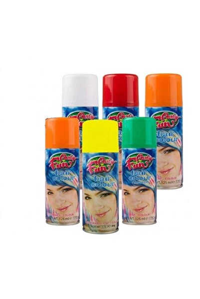 PARTYFUN PARTY FUN Party Fun Temporary Hair Color Spray, 6-Piece Assorted Colors