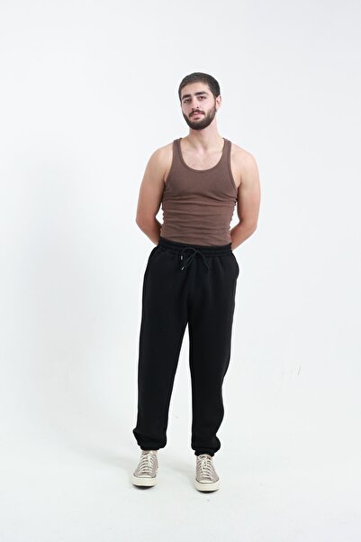 Quanlex Men's 3 Thread Threaded Jogger Elastic Cuffed Waist Double Pockets Bl...