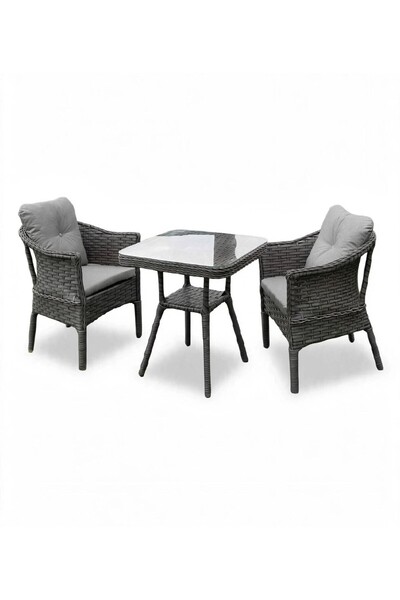Alle Garden Mini Kahve Seti 2 KİŞİLİK 1+1 Masa SIK (kapalı)Örgü Rattan Balkon...