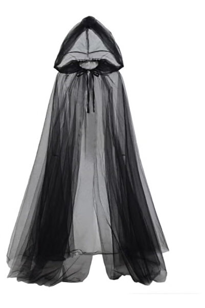 VUCATIN Hooded Cloak 3-Layer Sheer Tulle Gothic Ghost Cape Witch Cloak for Wo...