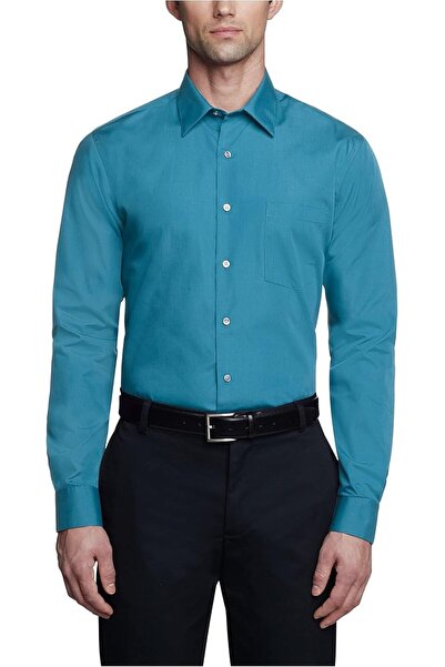VAN HEUSEN قميص رجالي رسمي ملائم من قماش البوبلين سادة