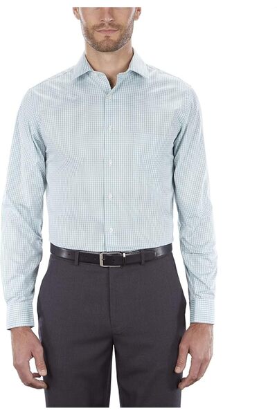VAN HEUSEN قميص رجالي بقصة عادية وياقة مرنة بنقشة مربعات