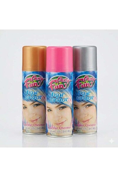 PARTYFUN PARTY FUN Party Fun Temporary Hair Color Spray Set, 3-Piece (Gold, P...