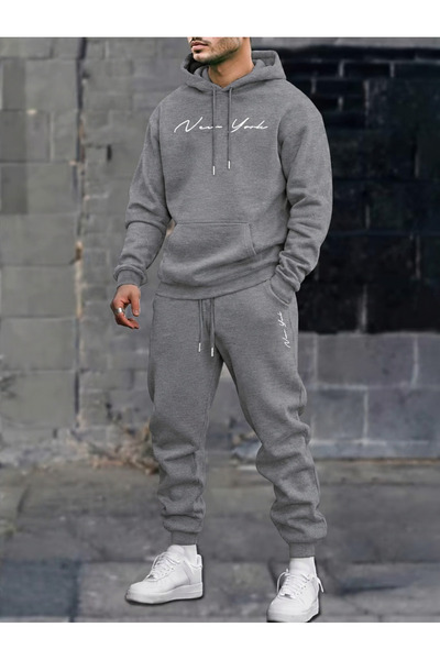 kealvi Men's New York Printed Tracksuit Set Oversize 3-Strand Comfortable Fit