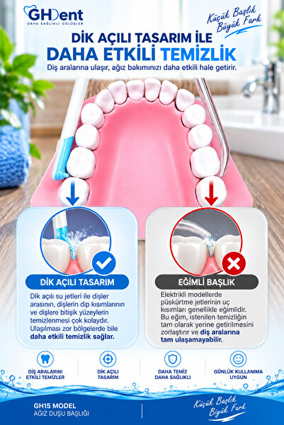 GHDENT GH15 model ile uyumlu 1 adet 3 gözlü (3 delikli) yedek ağız duşu