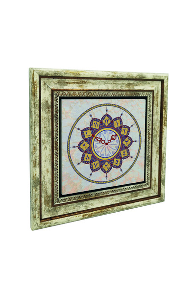 Sadrazam Tezhip Art Clock Pattern Printed Natural Stone Table 25X25 1G-Tezhip...