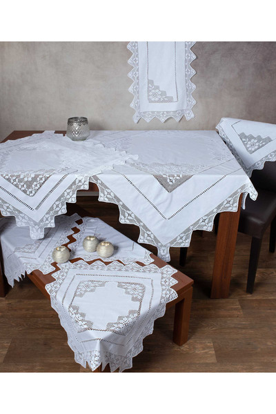Silk Fashion Χειροποίητο τραπεζομάντιλο 2540 (170εκ x 220εκ) λευκό