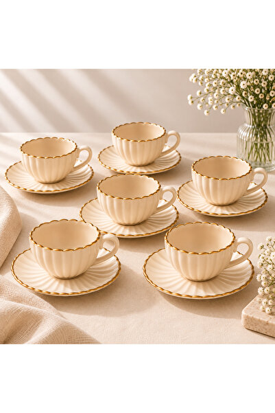 Onedekor 6-Person Elissa Gold Coffee Cup Creamer 90Cc