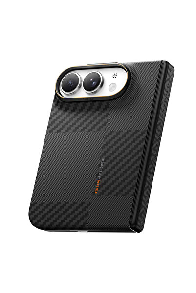 Raptic iPhone Duo Kılıf M-safeli Metal Kamera Çerçeveli Aramid SkinPro Mondrian Karbon Siyah-Gri