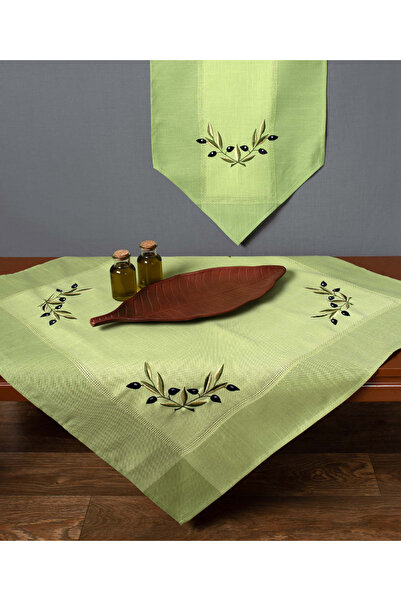Silk Fashion Στρογγυλό τραπεζομάντιλο bg23a (85εκ.) πράσινο με μαύρο λαδί -
