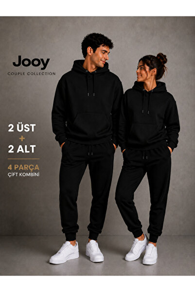 Jooy Lover Couple Combination 2-Piece Hooded Sweatshirt 2-Piece Sweatpants 4-...