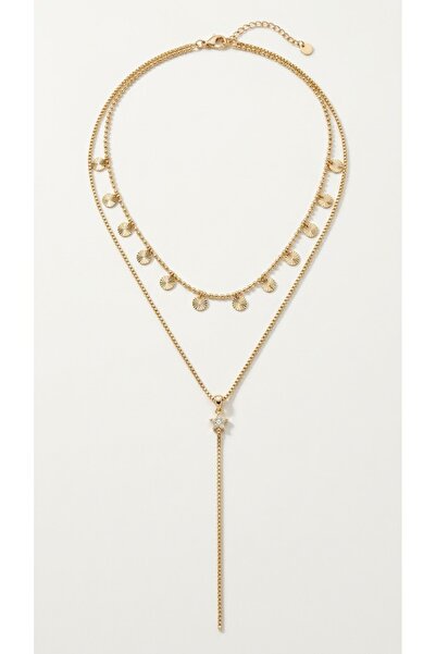 Glowisters Jewelry Çelik İki Sıralı Pullu ve Yıldızlı Sallantılı Kadın Kolye ...