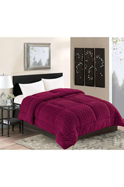 Silk Fashion Πλεκτή κουβέρτα με καπιτονέ σχέδιο (220cm x 240cm) μπορντό -