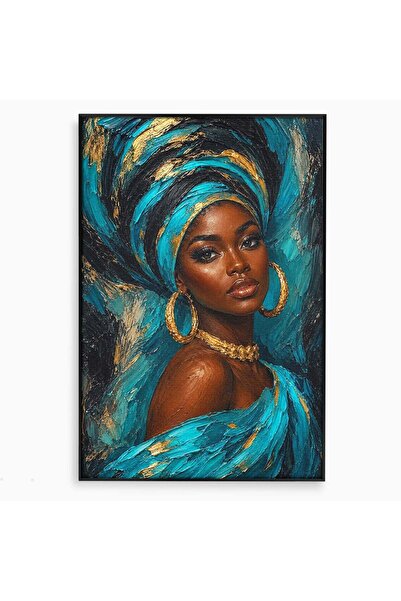 Luxcanva Tablou Canvas Eleganta Africana 70x100 cm cu Rama Negru Portret Feme...