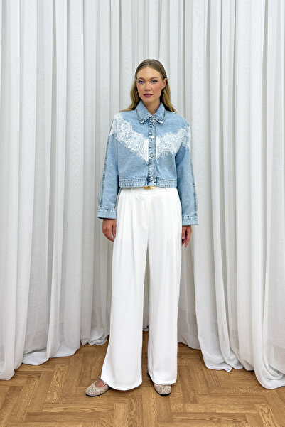 Melike Tatar Dantelli Denim Ceket 86-1006
