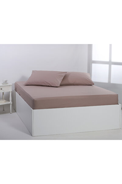 Silk Fashion Βασικά βαμβακερά σεντόνια (165εκ x 200εκ + 35εκ) mashroom